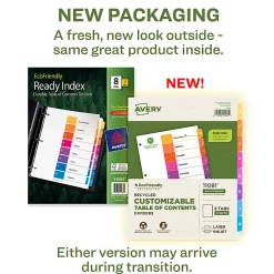 Avery® Ready Index® 1-8 Tabs & Customizable Table Of Contents, Letter Size, White Dividers/Multicolor Tabs, 3 Sets - 11081