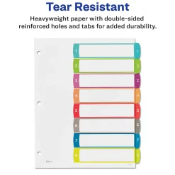 Avery® Ready Index® 1-8 Tab With Customizable Table Of Contents Binder Dividers, 8-1/2