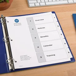 Avery® Ready Index® 1-5 Tab With Customizable Table Of Contents Dividers, Letter Size, 5 Tab, White, 1 Set