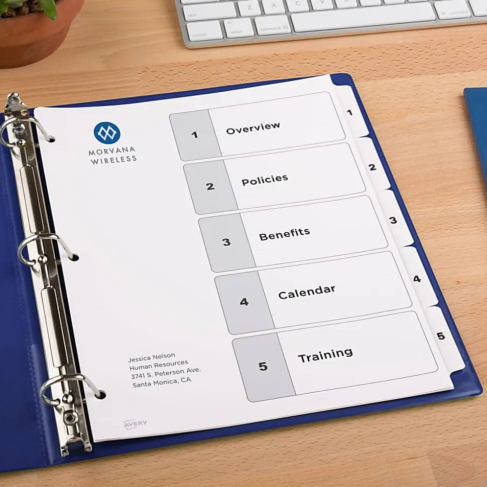 Avery® Ready Index® 1-5 Tab With Customizable Table Of Contents Dividers, Letter Size, 5 Tab, White, 1 Set