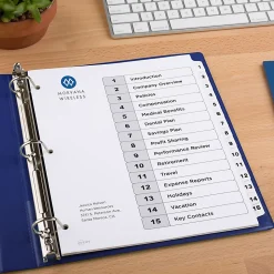 Avery® Ready Index® 1-15 Tab With Customizable Table Of Contents Dividers, Letter Size, 15 Tab, White, 1 Set