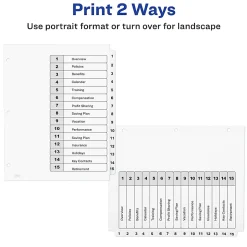 Avery® Ready Index® 1-15 Tab With Customizable Table Of Contents Dividers, Letter Size, 15 Tab, White, 1 Set
