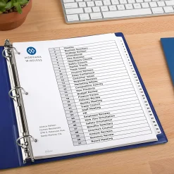 Avery® Ready Index® 1-31 Tab With Customizable Table Of Contents Dividers, Letter Size, 31 Tab, White, 1 Set