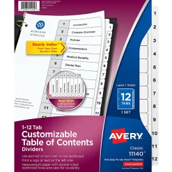 Avery® Ready Index® 1-12 Tab With Customizable Table Of Contents Dividers, Letter Size, White, 1 Set