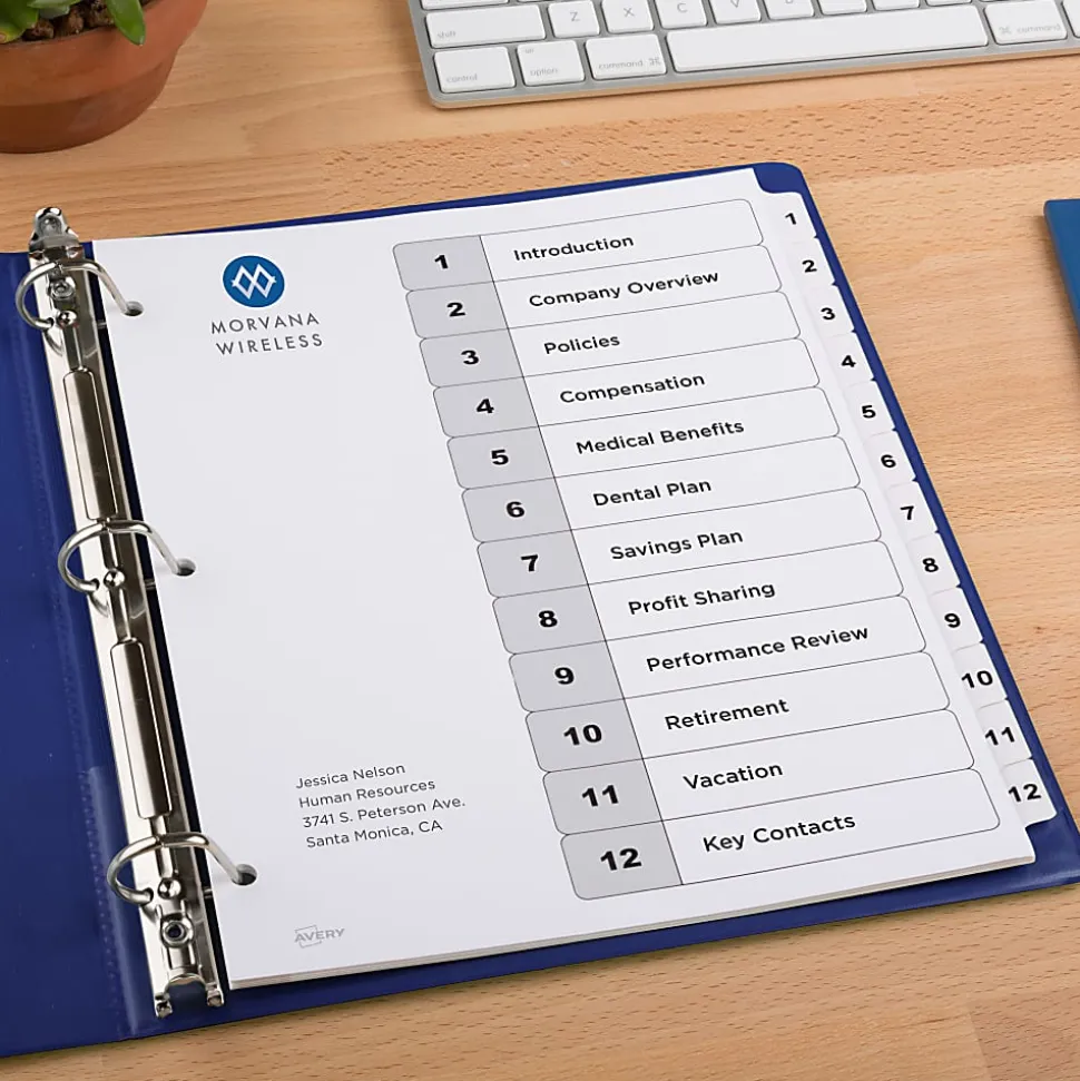 Avery® Ready Index® 1-12 Tab With Customizable Table Of Contents Dividers, Letter Size, White, 1 Set