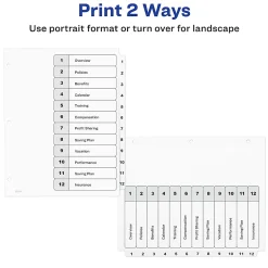 Avery® Ready Index® 1-12 Tab With Customizable Table Of Contents Dividers, Letter Size, White, 1 Set