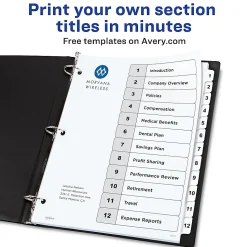 Avery® Ready Index® 1-12 Tab With Customizable Table Of Contents Dividers, Letter Size, White, 1 Set