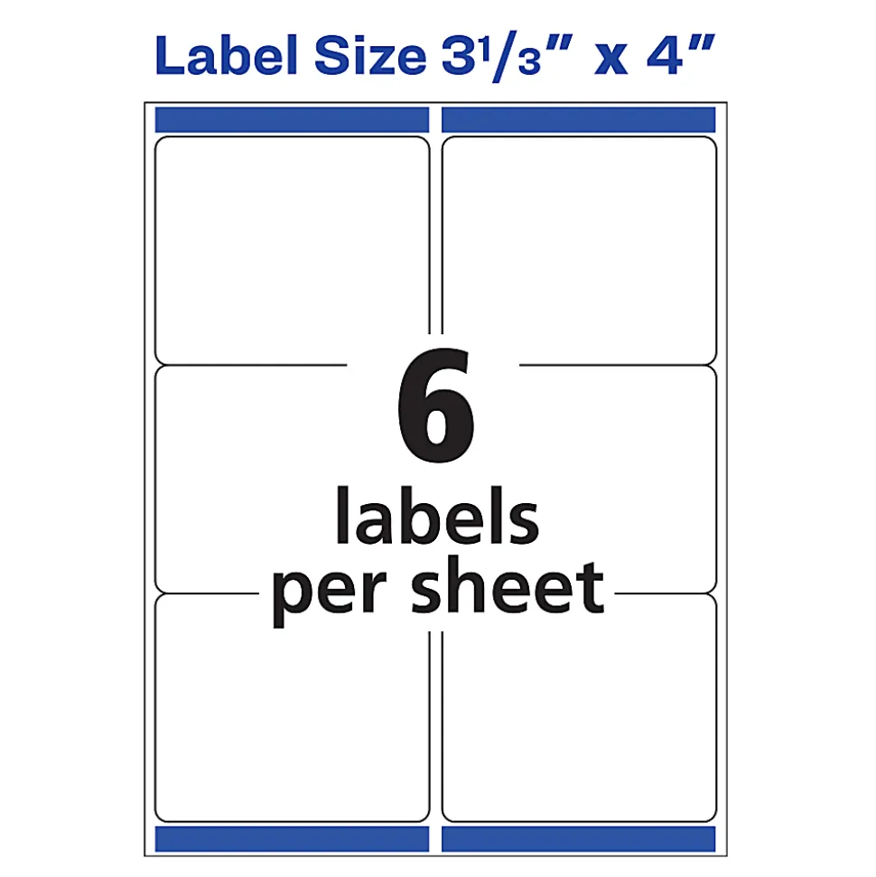 Avery® Repositionable Permanent Shipping Labels, 55164, 3 1/3" x 4", White, Box Of 600