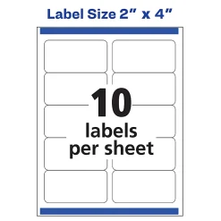 Avery® Repositionable Shipping Labels With Sure Feed® Technology, 58163, Rectangle, 2" x 4", White, Pack Of 250
