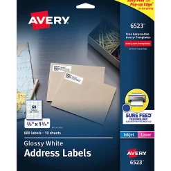 Avery® Return Address Labels With Sure Feed® And Easy Peel® Technology, 6523, Rectangle, 2/3