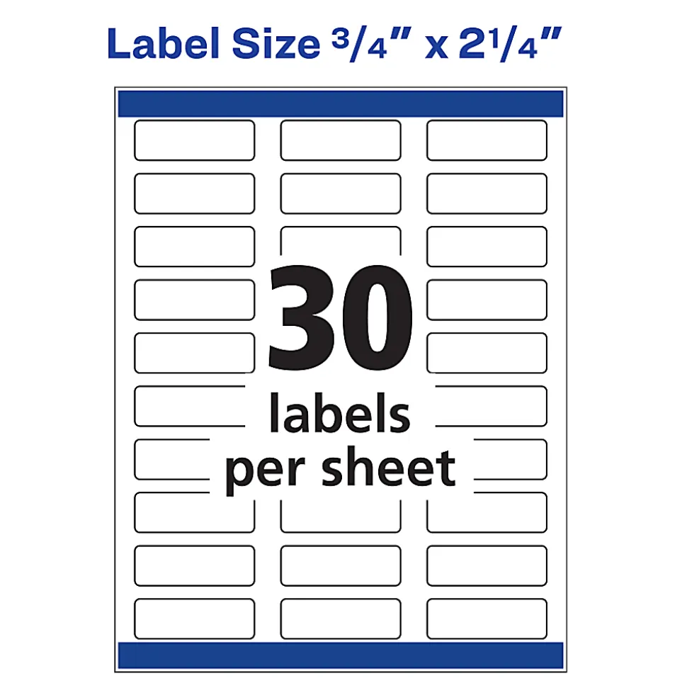 Avery® Return Address Label With Sure Feed® Technology, 8257, Rectangle, 3/4" x 2-1/4", White, Pack Of 600 Labels