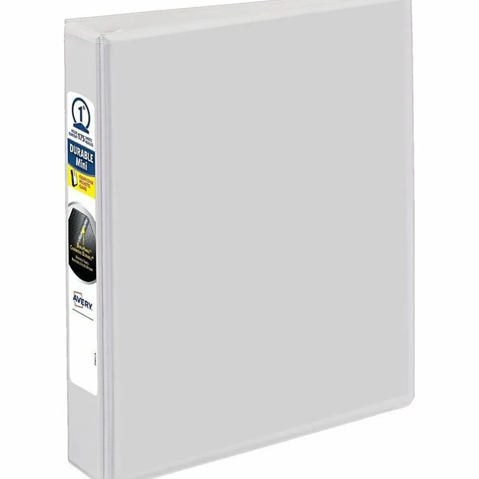 Avery® 3-Ring Durable View Mini Binder With DuraHinge®, 1" Round Rings, White