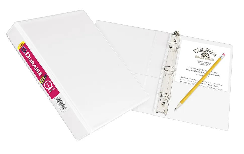 Avery® 3-Ring Durable View Mini Binder With DuraHinge®, 1" Round Rings, White