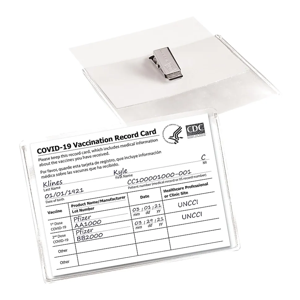 Avery® Secure Top Badge Holders, For 3" x 4" Badge, Landscape With Lanyard, Clear, Box Of 100