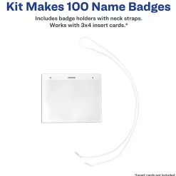 Avery® Secure Top Badge Holders, For 3" x 4" Badge, Landscape With Lanyard, Clear, Box Of 100
