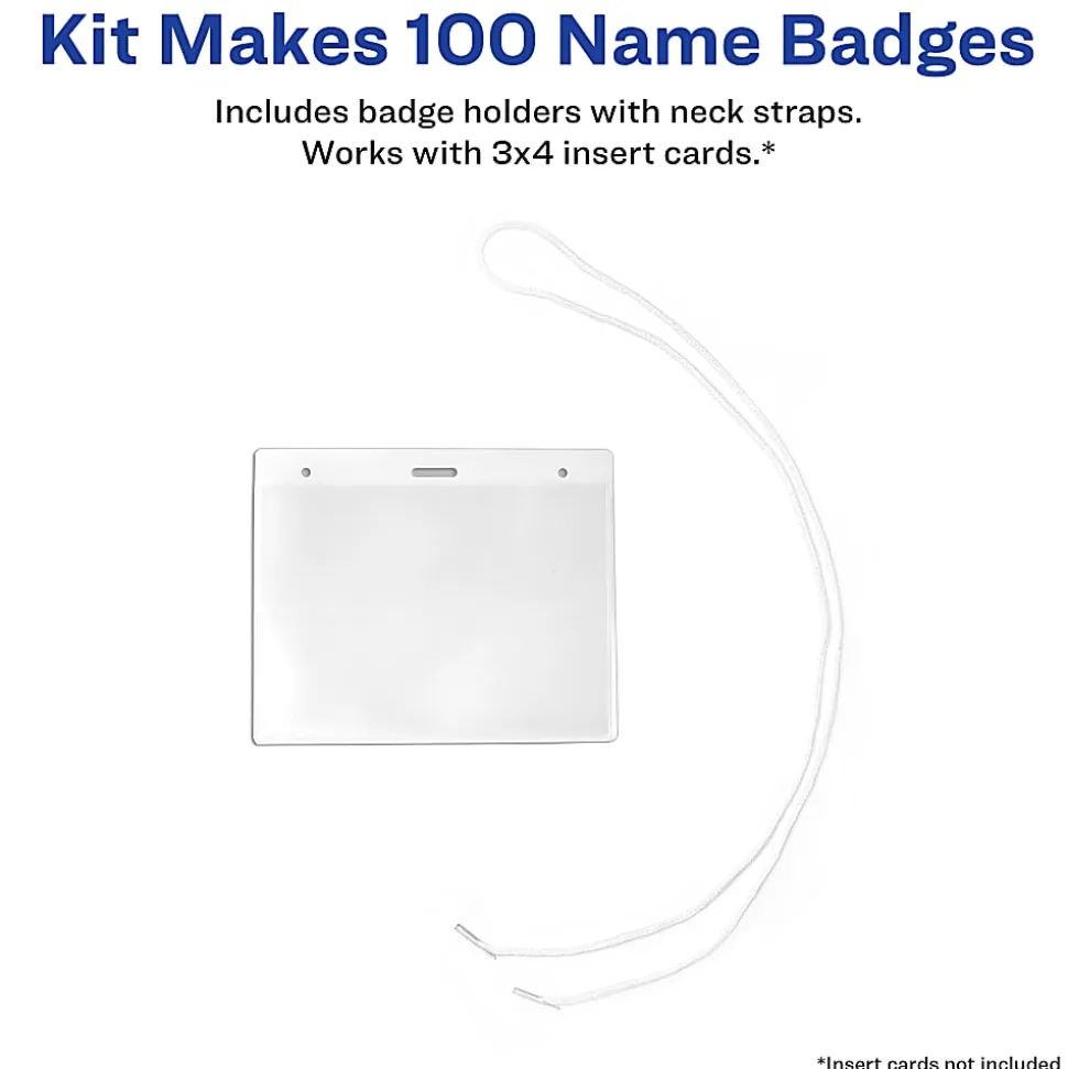 Avery® Secure Top Badge Holders, For 3" x 4" Badge, Landscape With Lanyard, Clear, Box Of 100