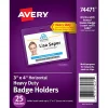 Avery® Secure Top Badge Holders, Horizontal Prepunched, 3" x 4" Badge, Clear, Box Of 25