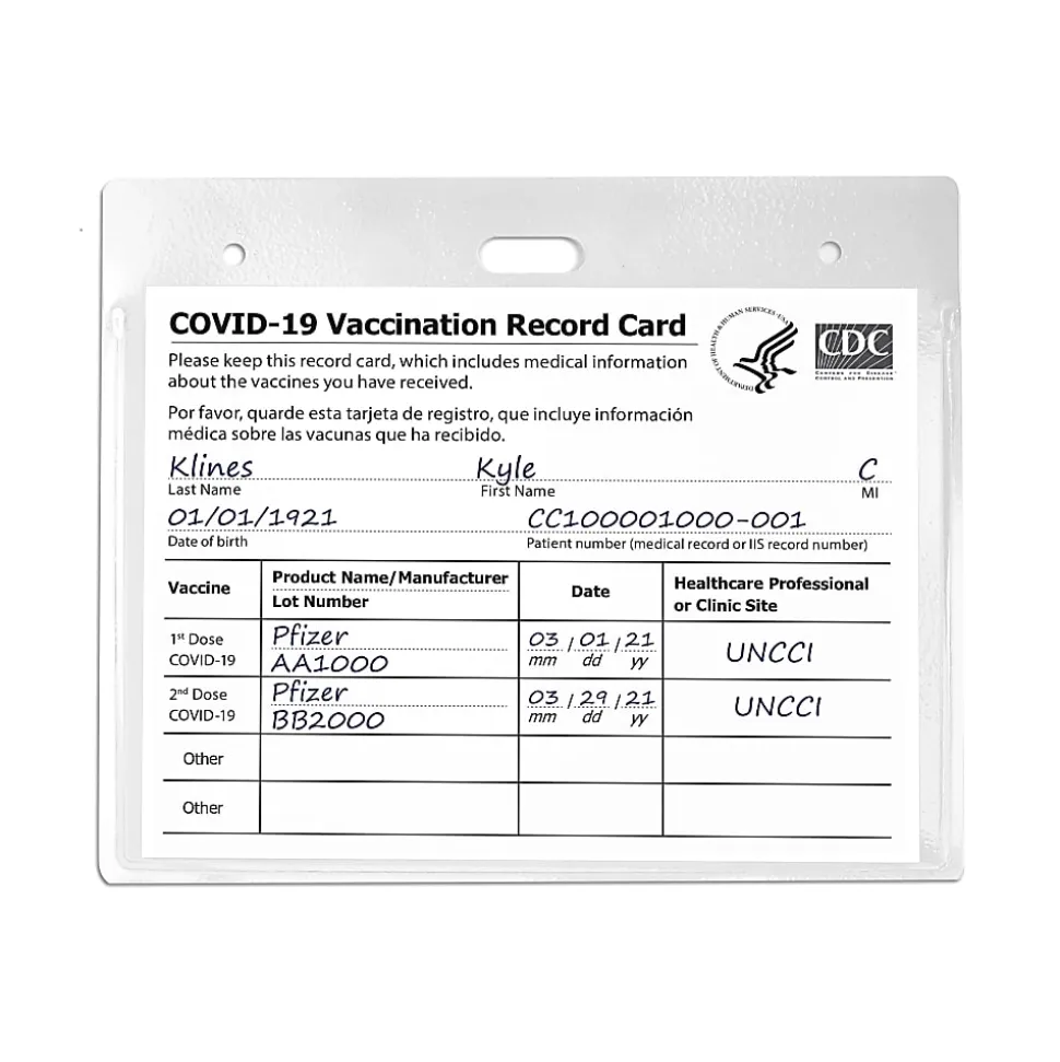 Avery® Secure Top Badge Holders, Horizontal Prepunched, 3" x 4" Badge, Clear, Box Of 25
