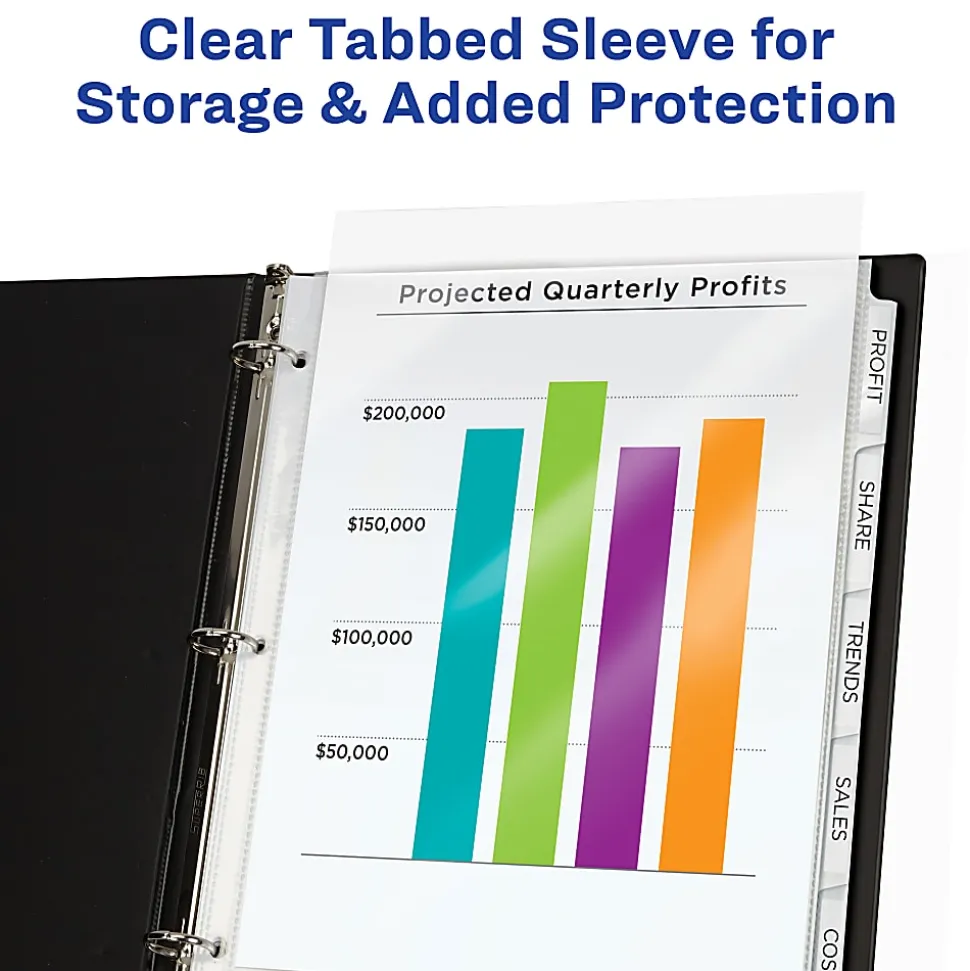 Avery® Sheet Protector Dividers For 3 Ring Binders With Easy Print, 8-1/2" x 11", 8 Tab, Clear With Customizable White Tabs, 1 Set - 75501