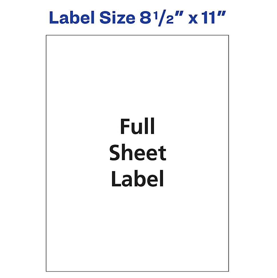 Avery® Shipping Address Labels, 95920, Rectangle, Full Sheet Labels, White, Pack Of 250 Labels