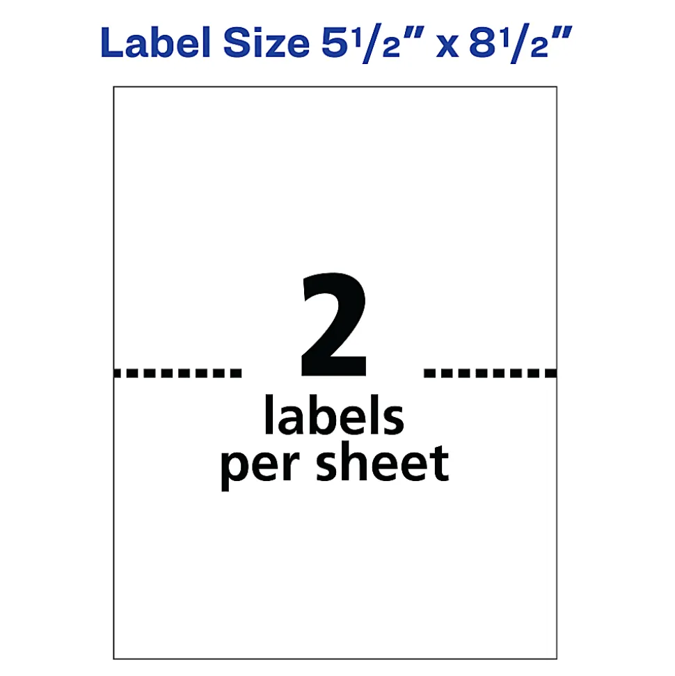 Avery® Shipping Address Labels, 95930, Rectangle, 5 1/2" x 8 1/2", White, Pack Of 500
