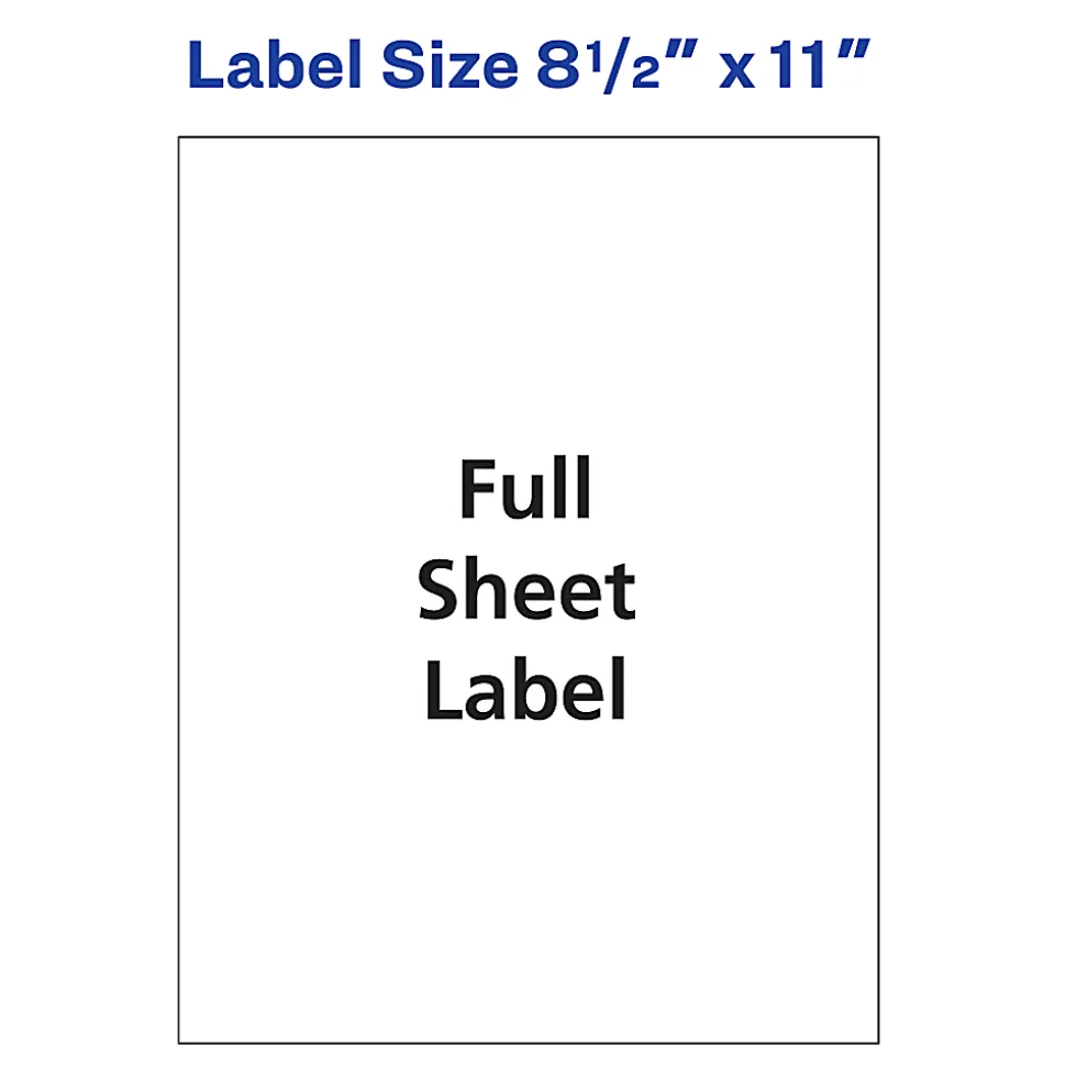 Avery® Shipping Labels, 8255, Rectangle, 8-1/2" x 11", White, Pack Of 20 Labels