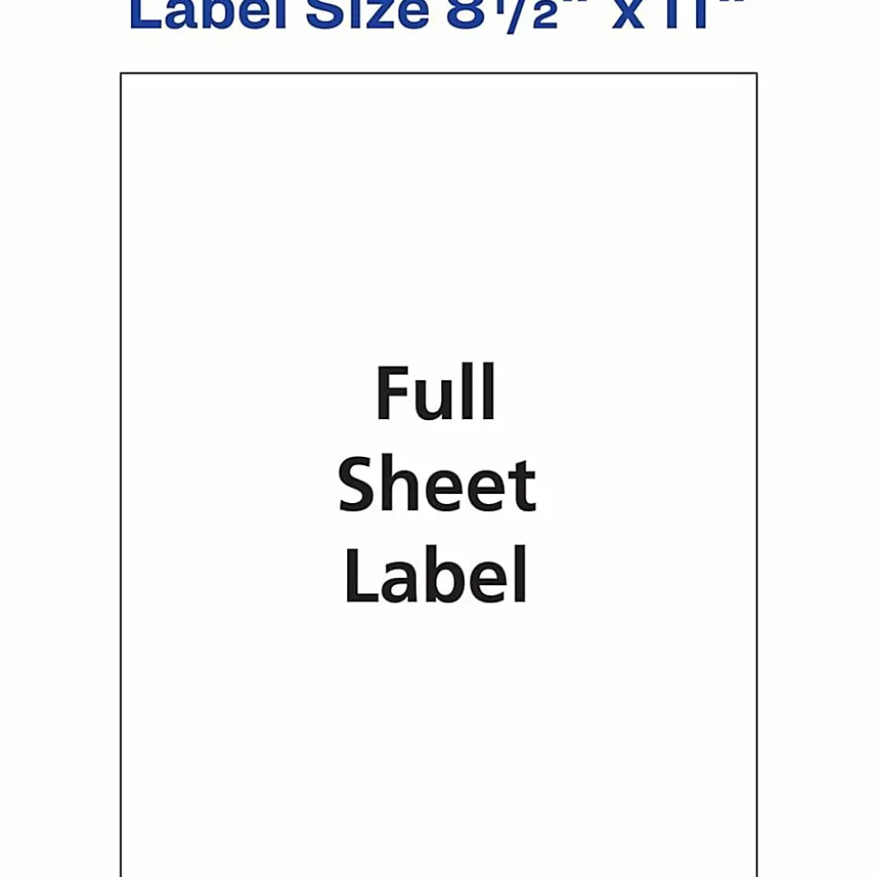 Avery® Shipping Labels, 8255, Rectangle, 8-1/2" x 11", White, Pack Of 20 Labels