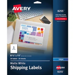 Avery® Shipping Labels, 8255, Rectangle, 8-1/2