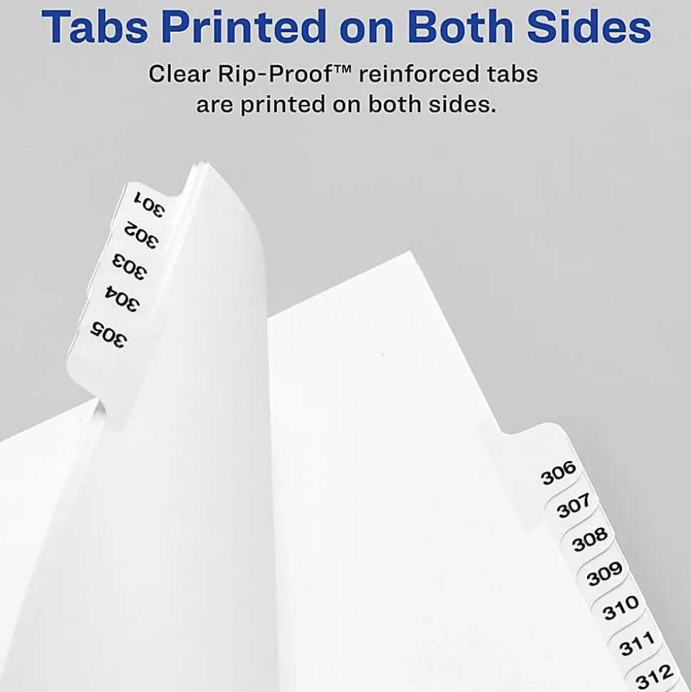 Avery® Standard Collated Legal Dividers, Avery® Style, 8 1/2" x 11", White Dividers/White Tabs, 176-200, Pack Of 25