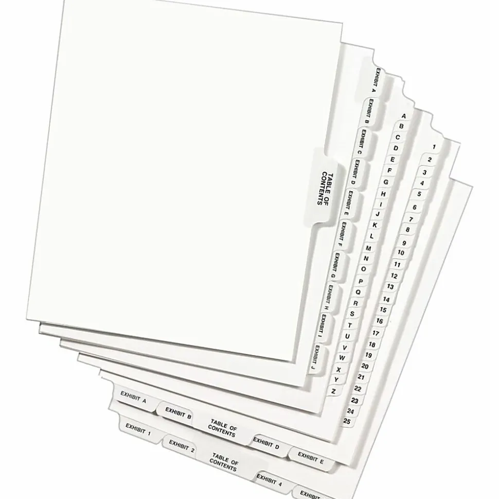 Avery® Standard Collated Legal Dividers, Avery® Style, 8 1/2" x 11", White Dividers/White Tabs, 176-200, Pack Of 25