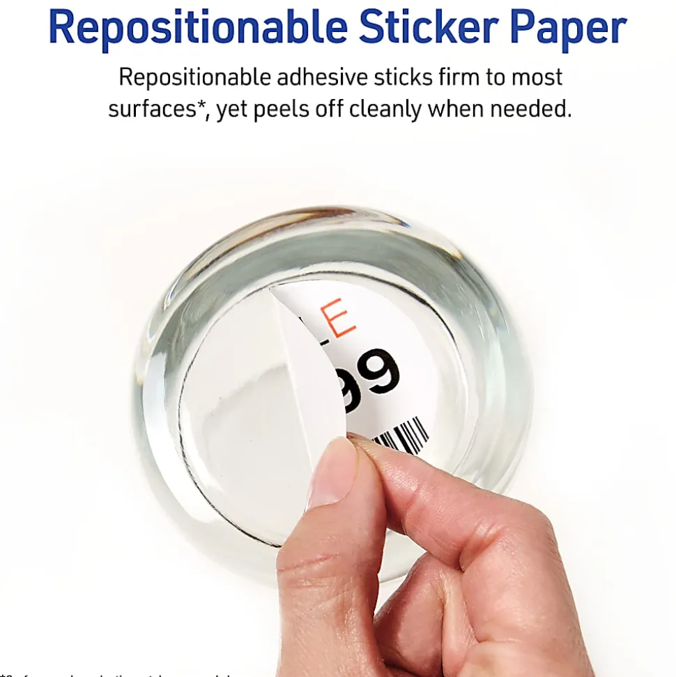 Avery® Sticker Project Paper, Letter Size (8 1/2" x 11"), White, Pack Of 15 Sheets