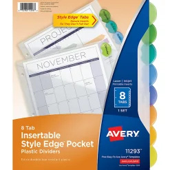 Avery® Style Edge Insertable Dividers With Pockets, Multicolor, Pack Of 8