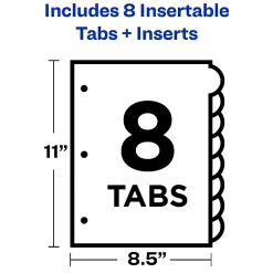 Avery® Style Edge™ Insertable Plastic Dividers, Multicolor, 8-Tab, Pack Of 8 Dividers