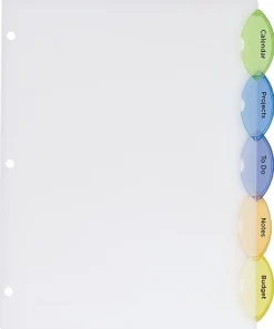 Avery® Style Edge™ Insertable Plastic Dividers, Multicolor, 5-Tab, Pack Of 5 Dividers