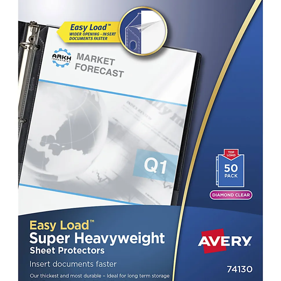 Avery® Super Heavyweight Sheet Protectors With Easy Load™, 8-1/2" x 11", Diamond Clear, 50 Document Protectors