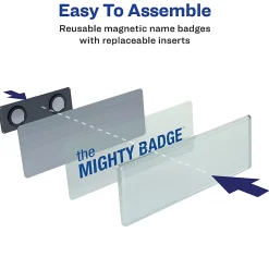 Avery® The Mighty Badge Magnetic Badges For Inkjet Printers, 1" x 3", Silver, Pack Of 10 Badges