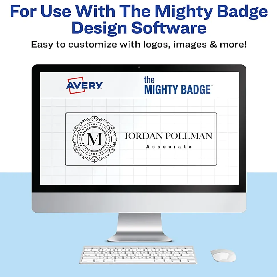 Avery® The Mighty Badge Magnetic Badges For Inkjet Printers, 1" x 3", Gold, Pack Of 10 Badges