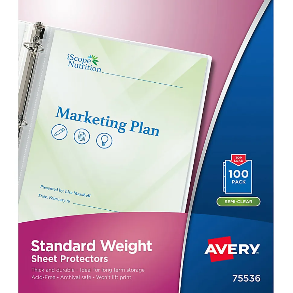 Avery® Top-Loading Nonstick Sheet Protectors, Standard, Box Of 100