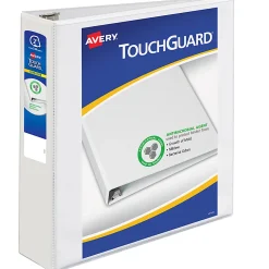 Avery TouchGuard® Protection View 3 Ring Binder, 2" Slant Rings, White With Clear View Cover, 1 Binder