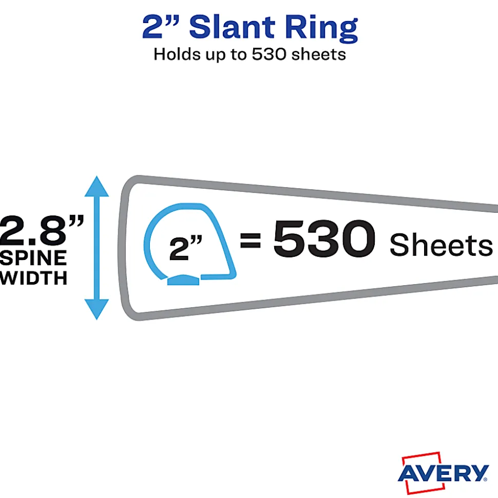Avery TouchGuard® Protection View 3 Ring Binder, 2" Slant Rings, White With Clear View Cover, 1 Binder