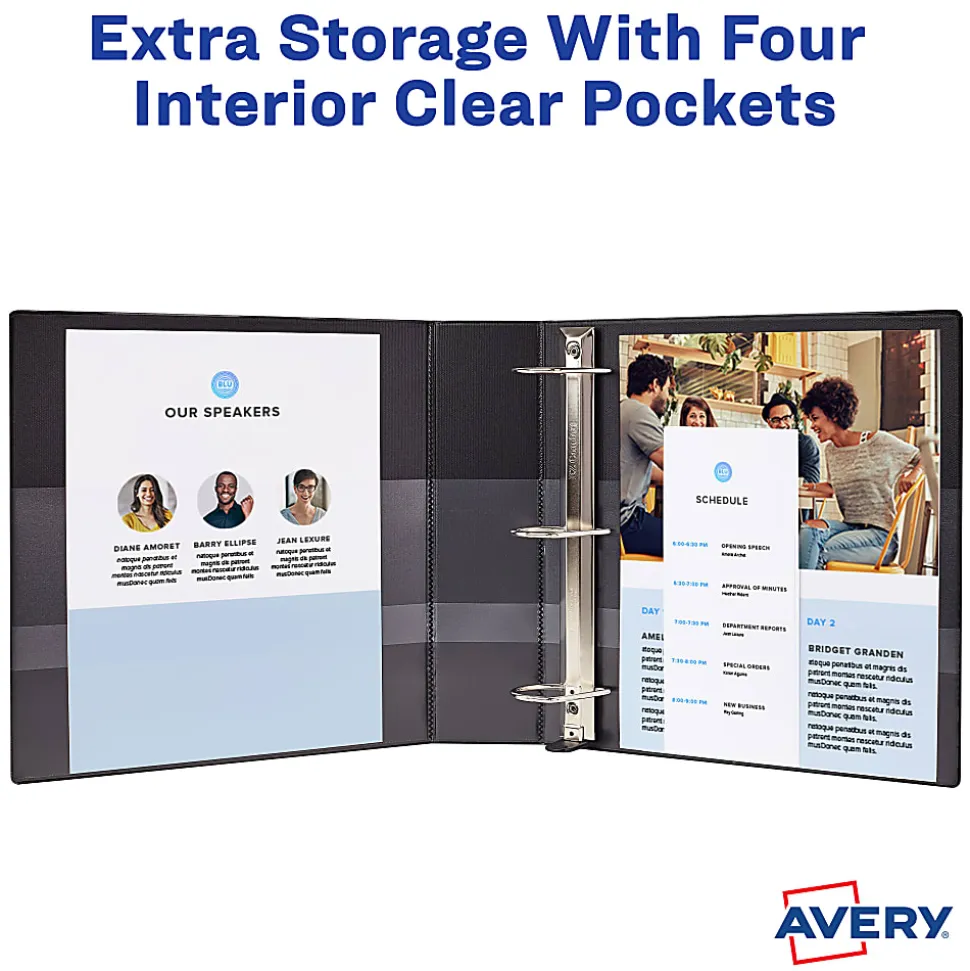 Avery TouchGuard® Protection View 3 Ring Binder, 2" Slant Rings, White With Clear View Cover, 1 Binder