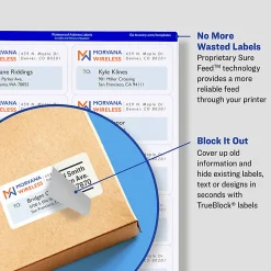 Avery® TrueBlock® Permanent Inkjet Shipping Labels, 8464, 3 1/3" x 4", White, Pack Of 600