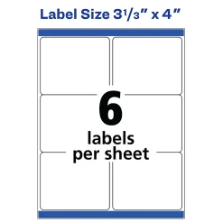 Avery® TrueBlock® Permanent Inkjet Shipping Labels, 8164, 3 1/3