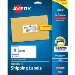 Avery® TrueBlock® Shipping Labels With Sure Feed® Technology, 8163, Rectangle, 2