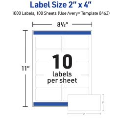Avery® TrueBlock® Shipping Labels With Sure Feed® Technology, 8463, Rectangle, 2