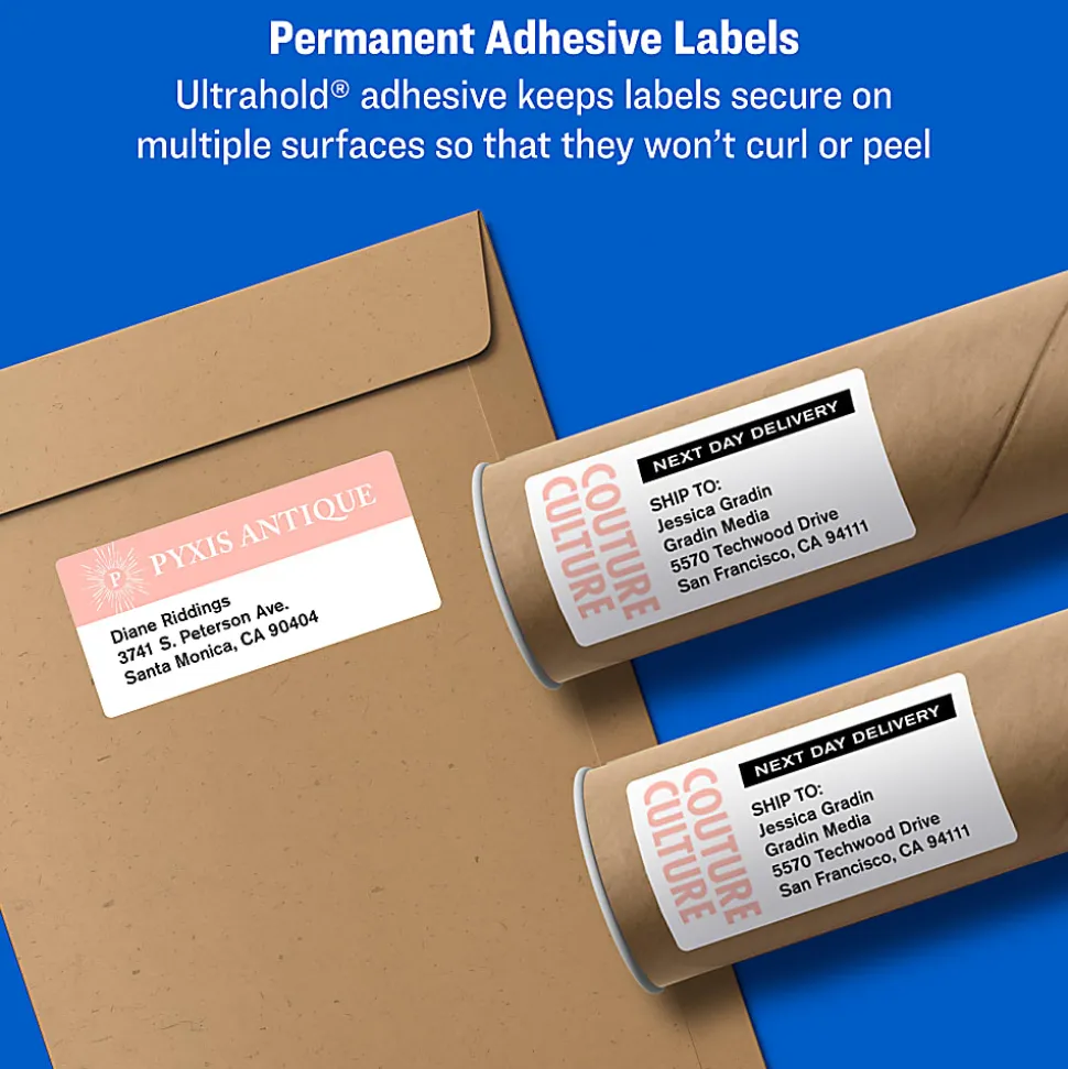 Avery® TrueBlock® Shipping Labels With Sure Feed® Technology, 5816, Rectangle, 2.5" x 4", White, Pack Of 200