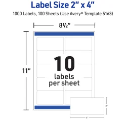 Avery® TrueBlock® Shipping Labels With Sure Feed® Technology, 5163, Rectangle, 2