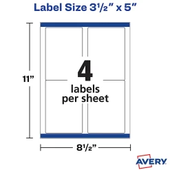 Avery® TrueBlock® Shipping Labels With Sure Feed® Technology, 5168, Rectangle, 3-1/2
