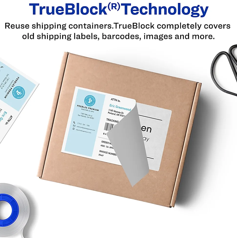 Avery® TrueBlock® White Laser Shipping Labels, With Paper Receipt, 5127, 5 1/16" x 7 5/8", Pack Of 50