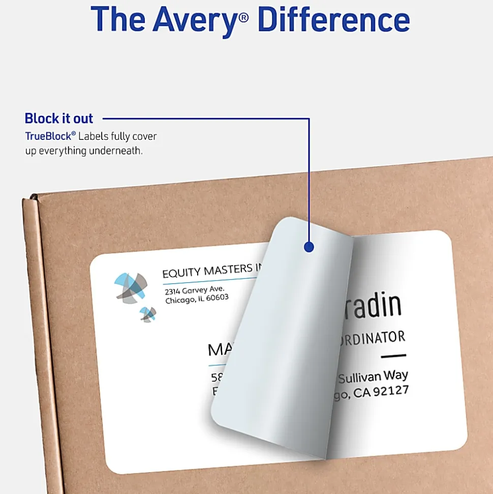 Avery® TrueBlock® White Laser Shipping Labels, Internet, 5126, 5 1/2" x 8 1/2", Pack Of 200